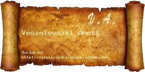 Veszelovszki Anett névjegykártya